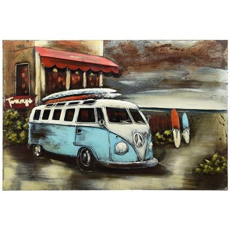 EMPIRE ART DIRECT Empire Art Direct PMO-F1132SL-4832 48 x 32 in. Blue Bus Paddle Boarding Hand Painted Primo Mixed Media Iron Wall Sculpture 3D Metal Wall Art PMO-F1132SL-4832